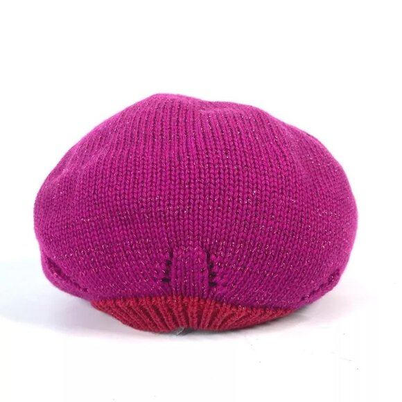MIUMIU Glitter Bicolor Hat knit hat beret polyester / wool Pink Based/Red main image 8